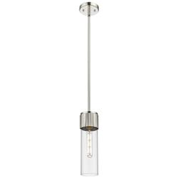 Bolivar 4&quot; Wide Polished Nickel Stem Hung Pendant With Clear Glass Sha