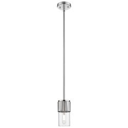 Bolivar 4&quot; Wide Polished Nickel Stem Hung Pendant With Clear Glass Sha
