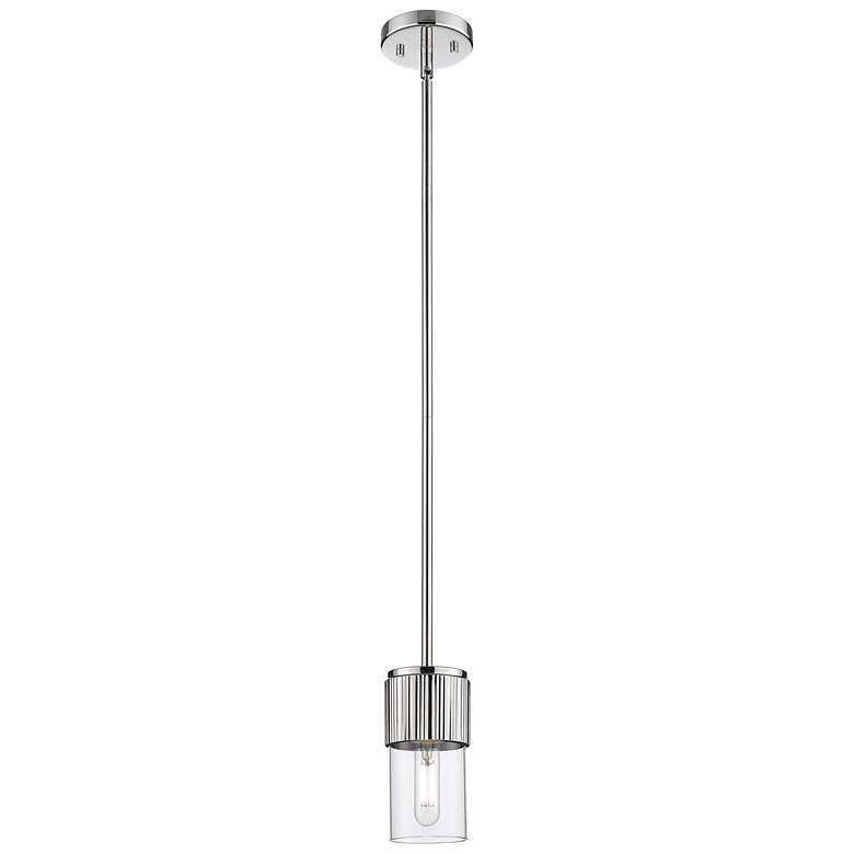Image 1 Bolivar 4 inch Wide Polished Nickel Stem Hung Pendant With Clear Glass Sha
