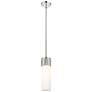 Bolivar 4" Wide Polished Nickel Stem Hung Pendant With Matte White Sha