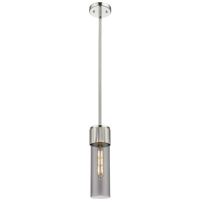 Image 1 Bolivar 4 inch Wide Polished Nickel Stem Hung Pendant With Plated Smoke Sh