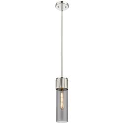 Bolivar 4&quot; Wide Polished Nickel Stem Hung Pendant With Plated Smoke Sh