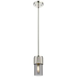 Bolivar 4&quot; Wide Polished Nickel Stem Hung Pendant With Plated Smoke Sh