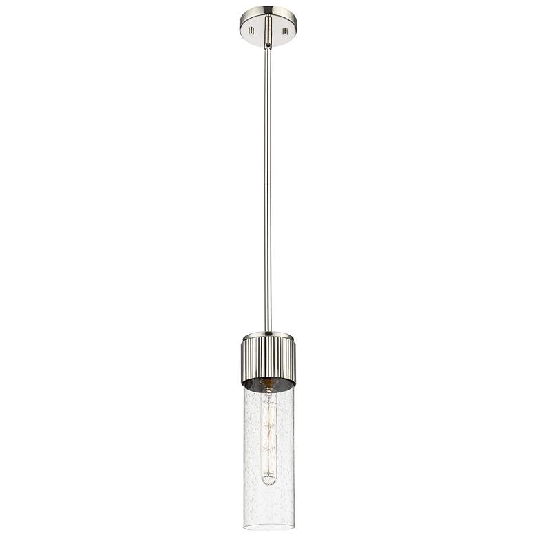 Image 1 Bolivar 4" Wide Polished Nickel Stem Hung Pendant With Seedy Glass Sha