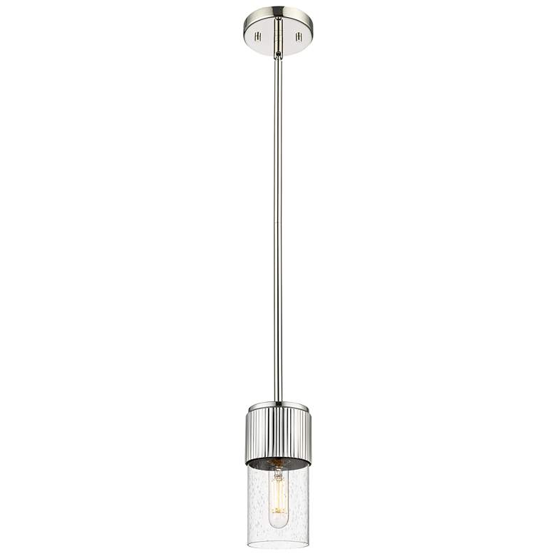 Image 1 Bolivar 4" Wide Polished Nickel Stem Hung Pendant With Seedy Glass Sha