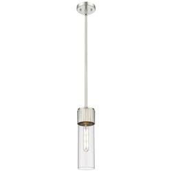 Bolivar 4&quot; Wide Satin Nickel Stem Hung Pendant With Clear Glass Shade
