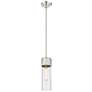 Bolivar 4" Wide Satin Nickel Stem Hung Pendant With Clear Glass Shade