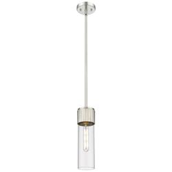 Bolivar 4" Wide Satin Nickel Stem Hung Pendant With Clear Glass Shade