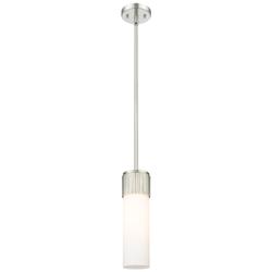 Bolivar 4&quot; Wide Satin Nickel Stem Hung Pendant With Matte White Glass