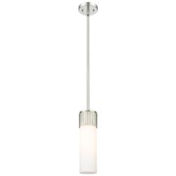 Bolivar 4" Wide Satin Nickel Stem Hung Pendant With Matte White Glass