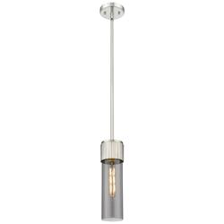 Bolivar 4&quot; Wide Satin Nickel Stem Hung Pendant With Plated Smoke Shade