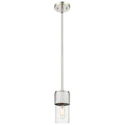 Bolivar 4&quot; Wide Satin Nickel Stem Hung Pendant With Seedy Glass Shade