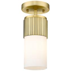 Bolivar 5" Wide Brushed Brass with White Glass Ceiling Light