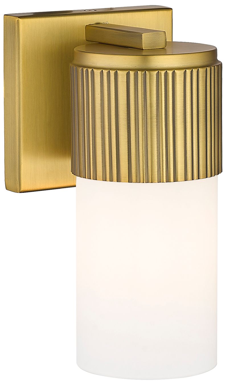 Image 2 Bolivar 7.5" High Brushed Brass Sconce With Matte White Glass Shade more views