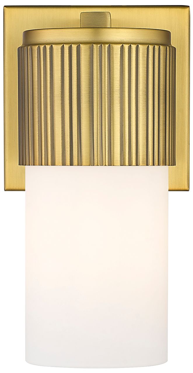 Image 3 Bolivar 7.5" High Brushed Brass Sconce With Matte White Glass Shade more views