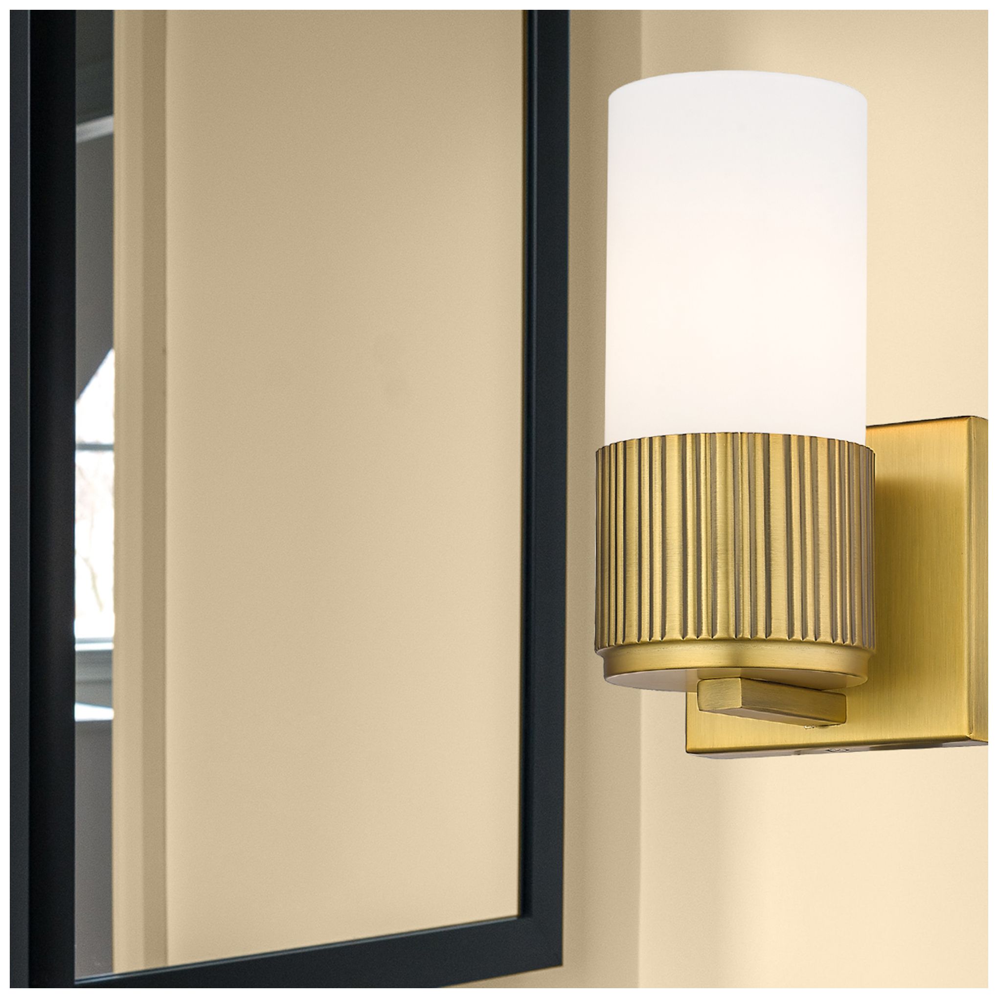 Image 4 Bolivar 7.5" High Brushed Brass Sconce With Matte White Glass Shade more views