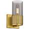 Bolivar 7.5" High Brushed Brass Sconce With Plated Smoke Glass Shade