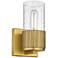 Bolivar 7.5" High Brushed Brass Sconce With Seedy Glass Shade
