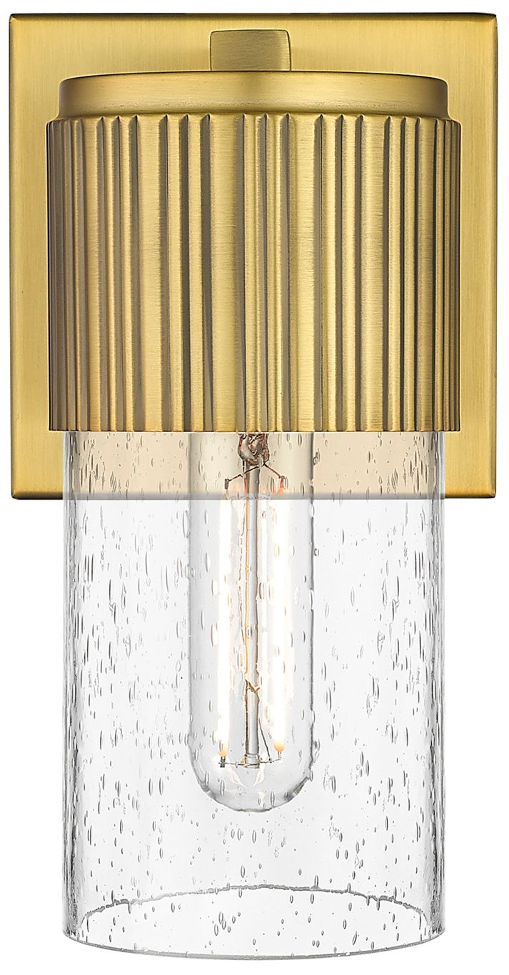 Image 4 Bolivar 7.5" High Brushed Brass Sconce With Seedy Glass Shade more views
