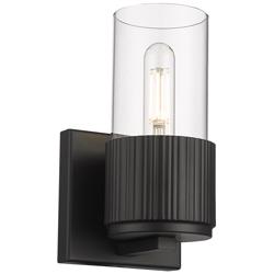 Bolivar 7.5&quot; High Matte Black Sconce With Clear Glass Shade