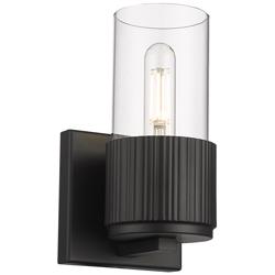Bolivar 7.5" High Matte Black Sconce With Clear Glass Shade