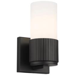 Bolivar 7.5&quot; High Matte Black Sconce With Matte White Glass Shade