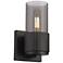 Bolivar 7.5" High Matte Black Sconce With Plated Smoke Glass Shade