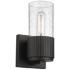Bolivar 7.5" High Matte Black Sconce With Seedy Glass Shade