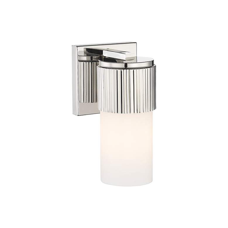 Image 2 Bolivar 7.5" High Polished Nickel Sconce With Matte White Glass Shade more views