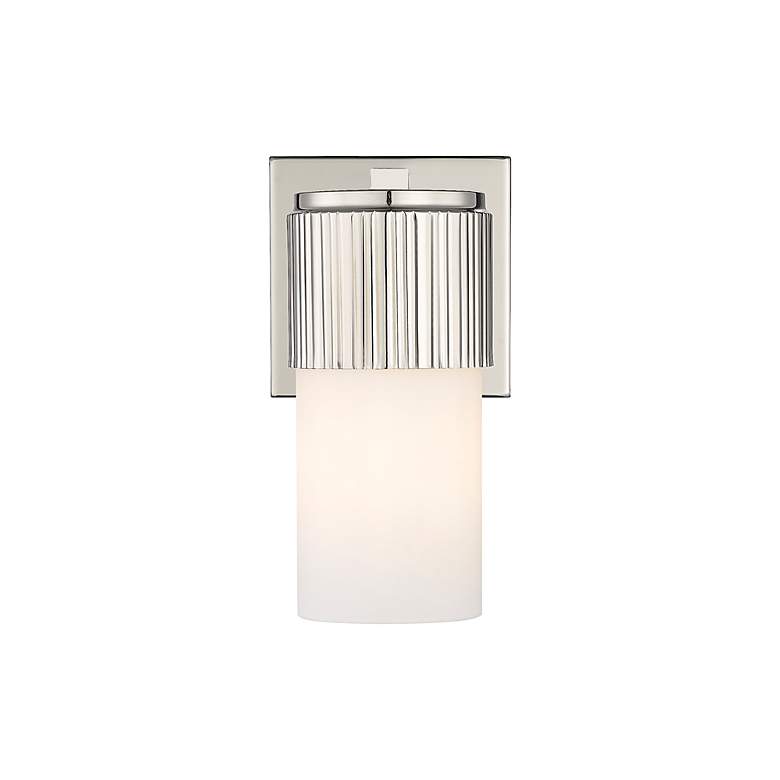 Image 3 Bolivar 7.5" High Polished Nickel Sconce With Matte White Glass Shade more views