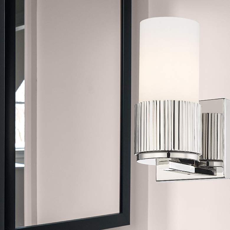 Image 4 Bolivar 7.5" High Polished Nickel Sconce With Matte White Glass Shade more views