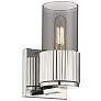 Bolivar 7.5" High Polished Nickel Sconce With Plated Smoke Glass Shade