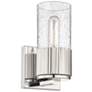 Bolivar 7.5" High Polished Nickel Sconce With Seedy Glass Shade