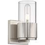 Bolivar 7.5" High Satin Nickel Sconce With Clear Glass Shade