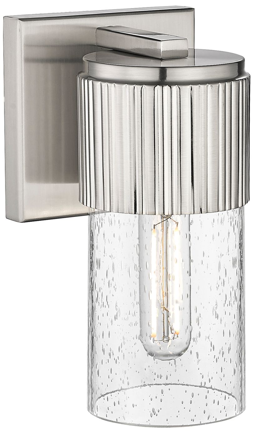 Image 3 Bolivar 7.5" High Satin Nickel Sconce With Seedy Glass Shade more views