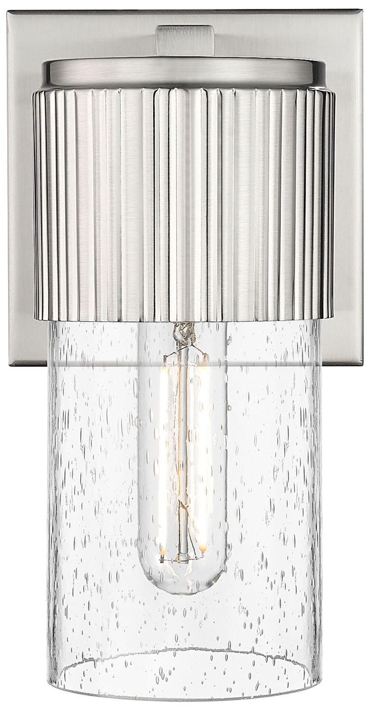 Image 4 Bolivar 7.5" High Satin Nickel Sconce With Seedy Glass Shade more views