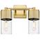 Bolivar 9.5" High 2 Light Brushed Brass Sconce With Seedy Glass Shade