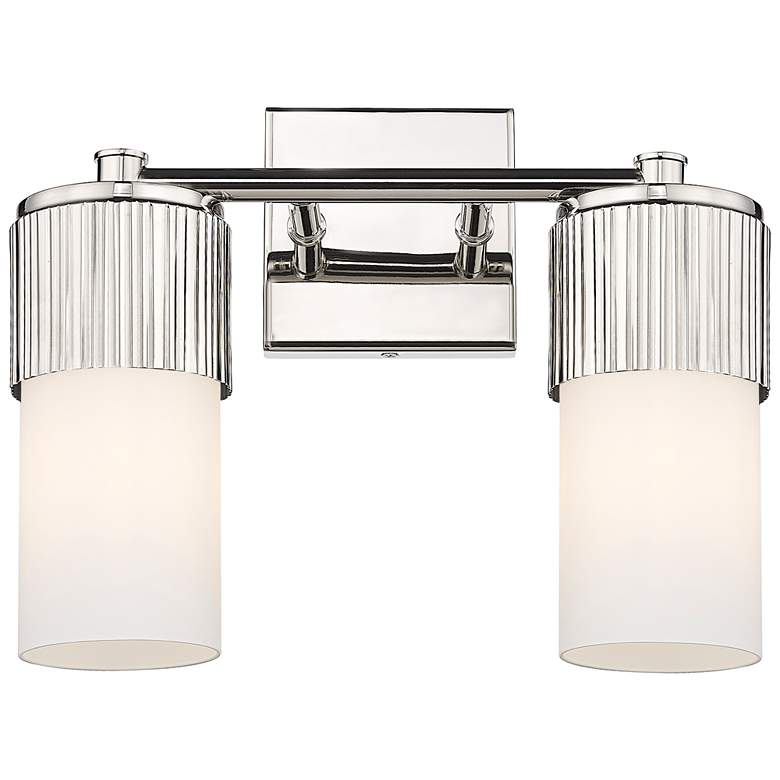 Image 1 Bolivar 9.5 inch High 2 Light Polished Nickel Sconce With Matte White Shad
