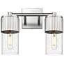 Bolivar 9.5" High 2 Light Satin Nickel Sconce With Seedy Glass Shade