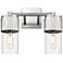 Bolivar 9.5" High 2 Light Satin Nickel Sconce With Seedy Glass Shade