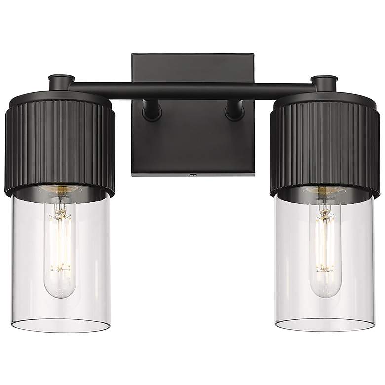 Image 1 Bolivar 9 1/2" High Matte Black 2-Light Wall Sconce