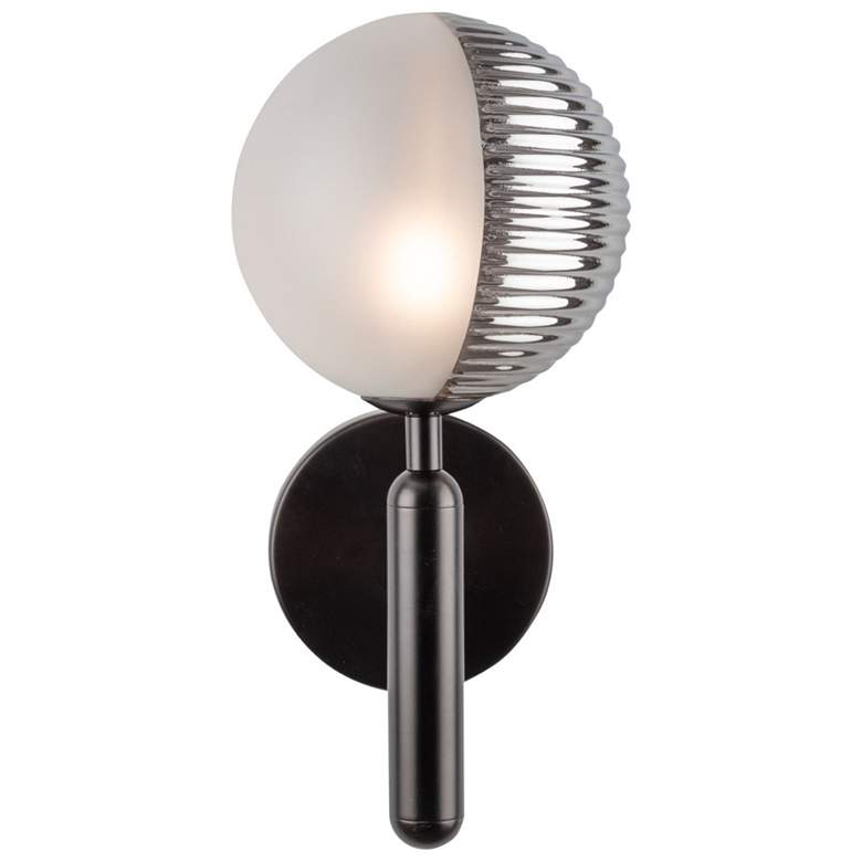 Image 1 Bolla 12.25" High Black Wall Sconce With White Glass Shade