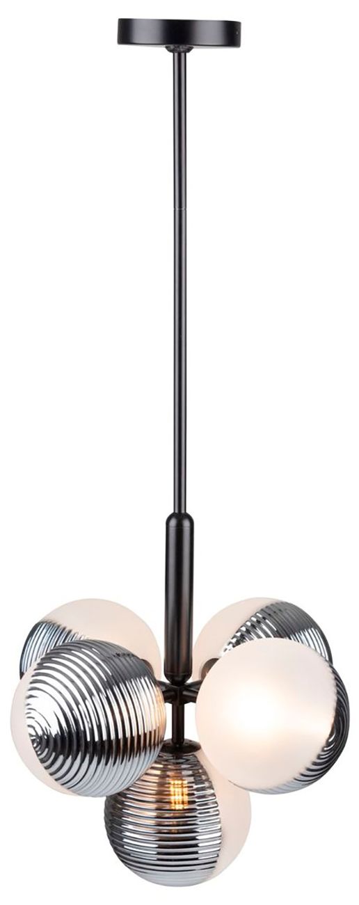 Image 4 Bolla 15.75" Wide 5-Light Black Pendant With White Glass Shade more views
