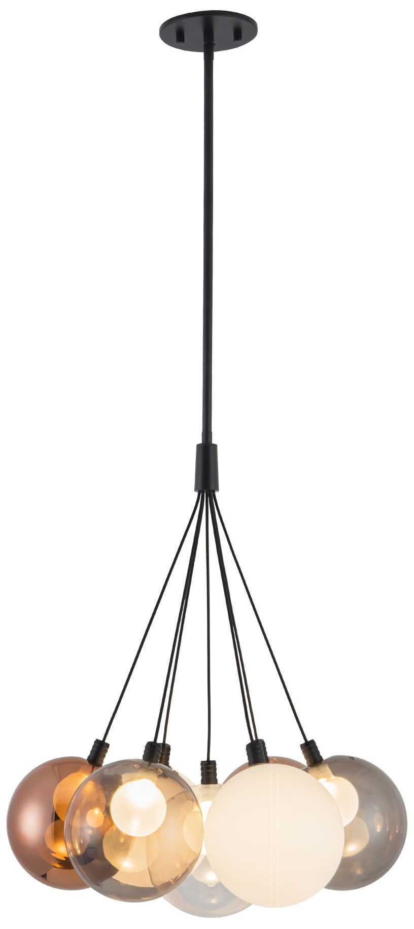 Thumbnail2 of Bolla 17-in Black dimmable LED Chandelier with Mixed Glass
