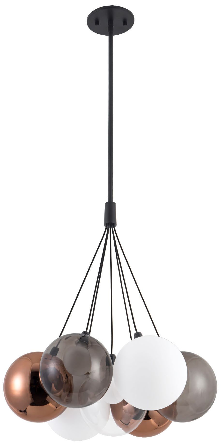 Thumbnail3 of Bolla 17-in Black dimmable LED Chandelier with Mixed Glass more views