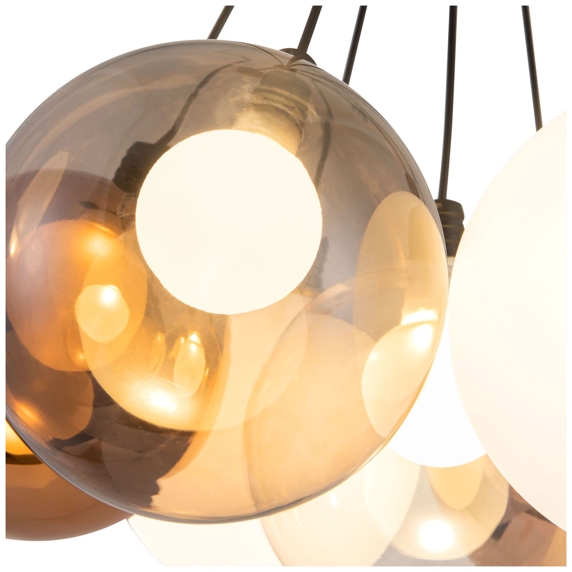 Thumbnail4 of Bolla 17-in Black dimmable LED Chandelier with Mixed Glass more views