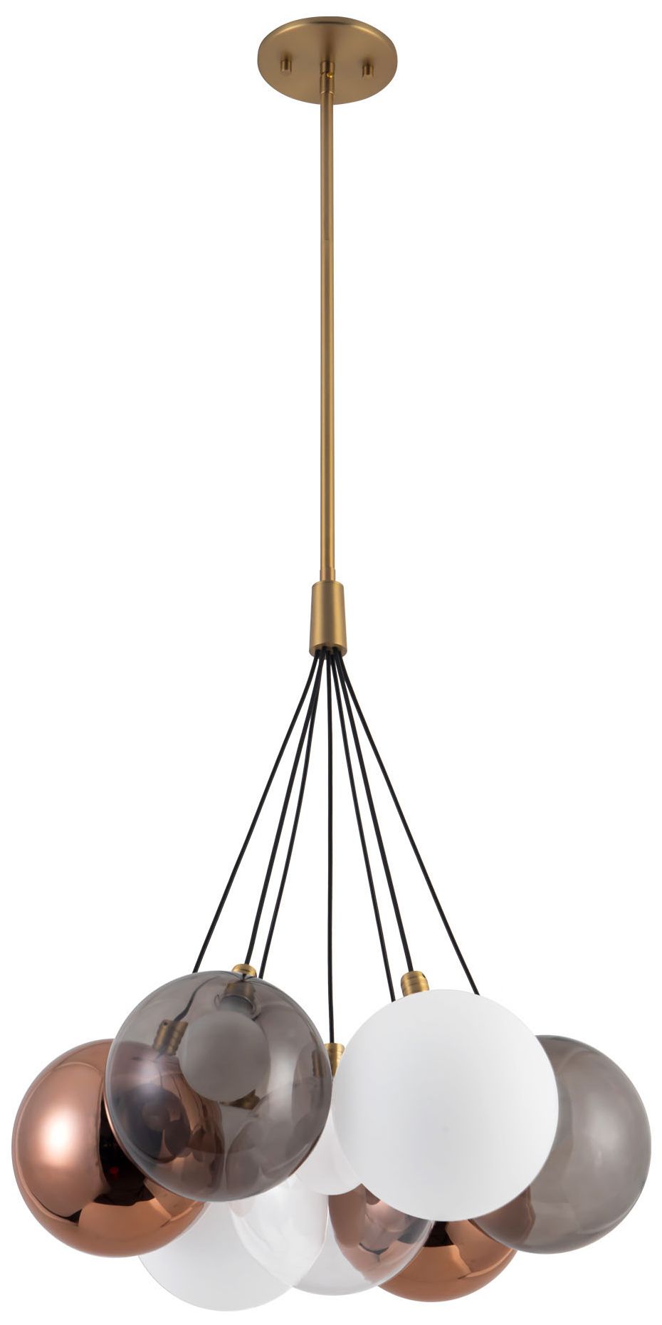 Image 3 Bolla 17-in Brushed Gold dimmable LED Chandelier with Mixed Glass more views