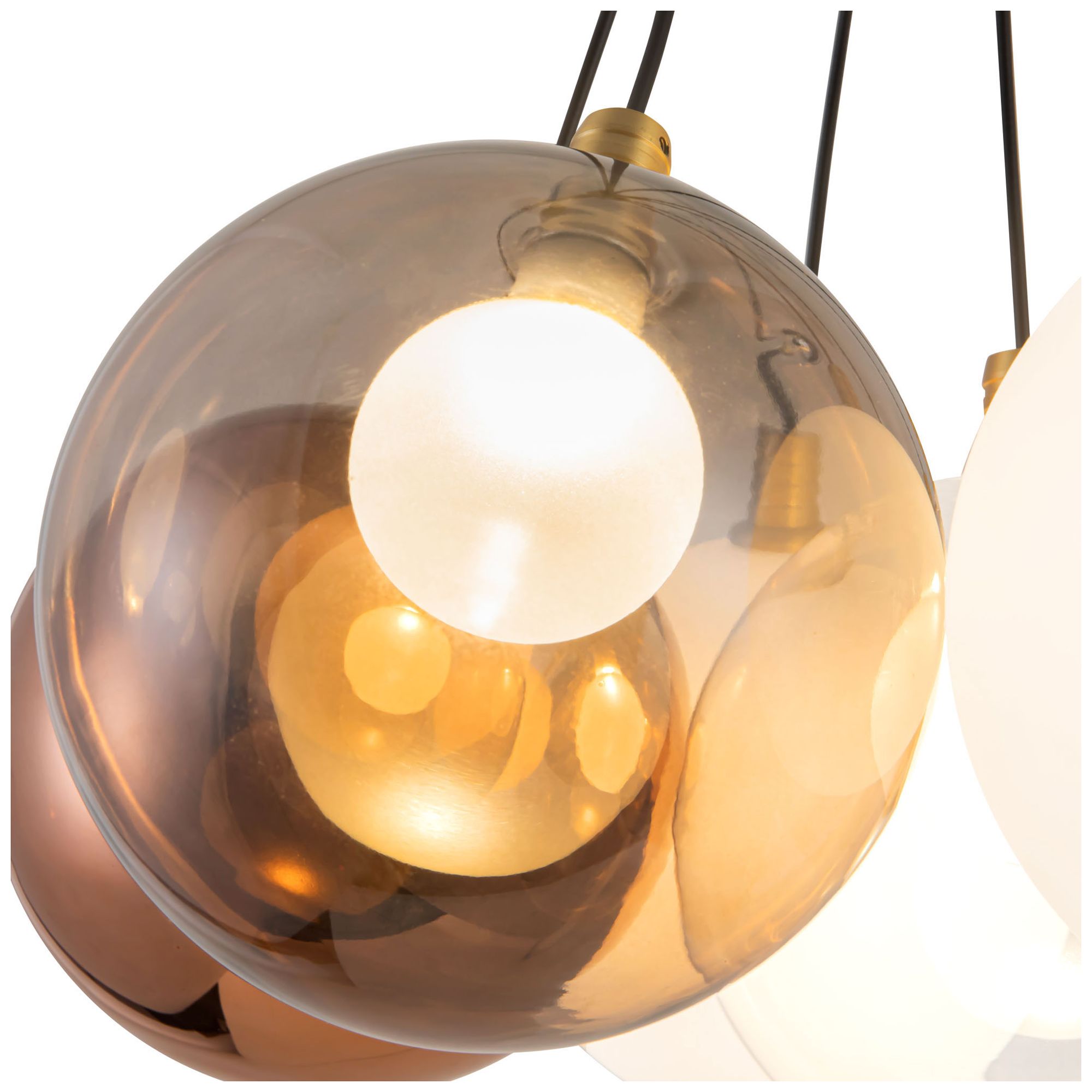 Image 4 Bolla 17-in Brushed Gold dimmable LED Chandelier with Mixed Glass more views