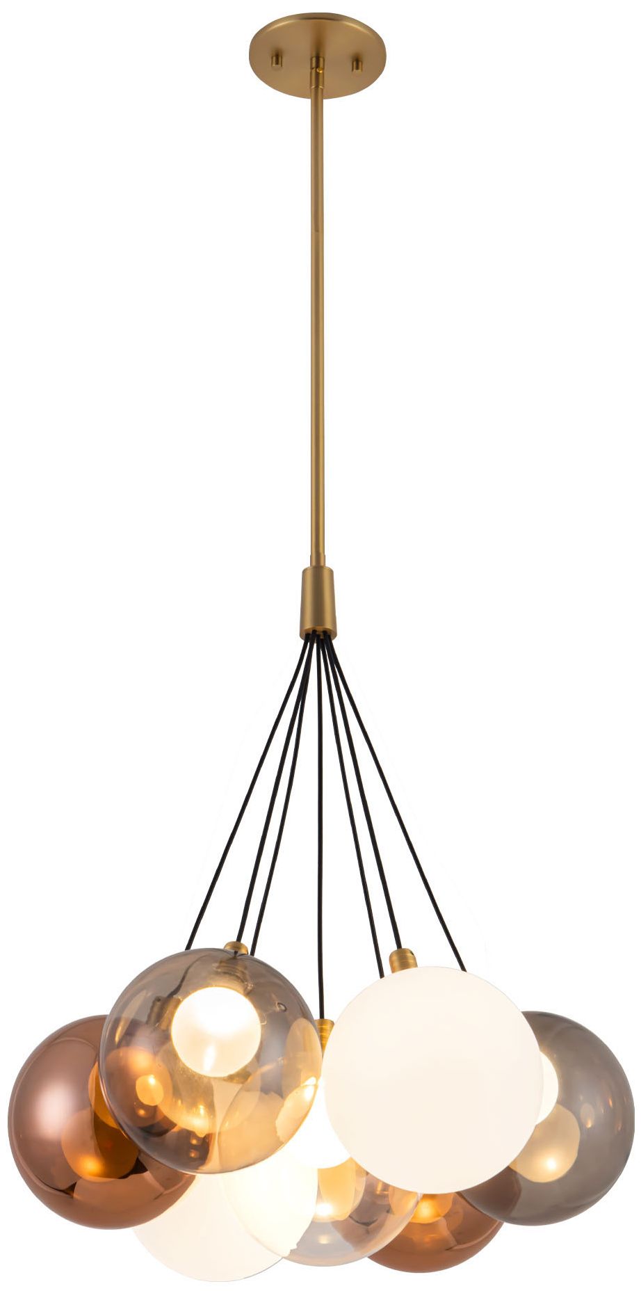 Image 6 Bolla 17-in Brushed Gold dimmable LED Chandelier with Mixed Glass more views
