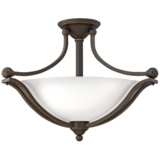 Bolla 23 1/4&quot;W Bronze Ceiling Light w/ Etched Opal Glass